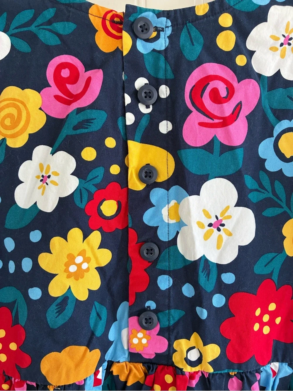 Hanna Andersson Girls Navy Floral Long Sleeve Dress